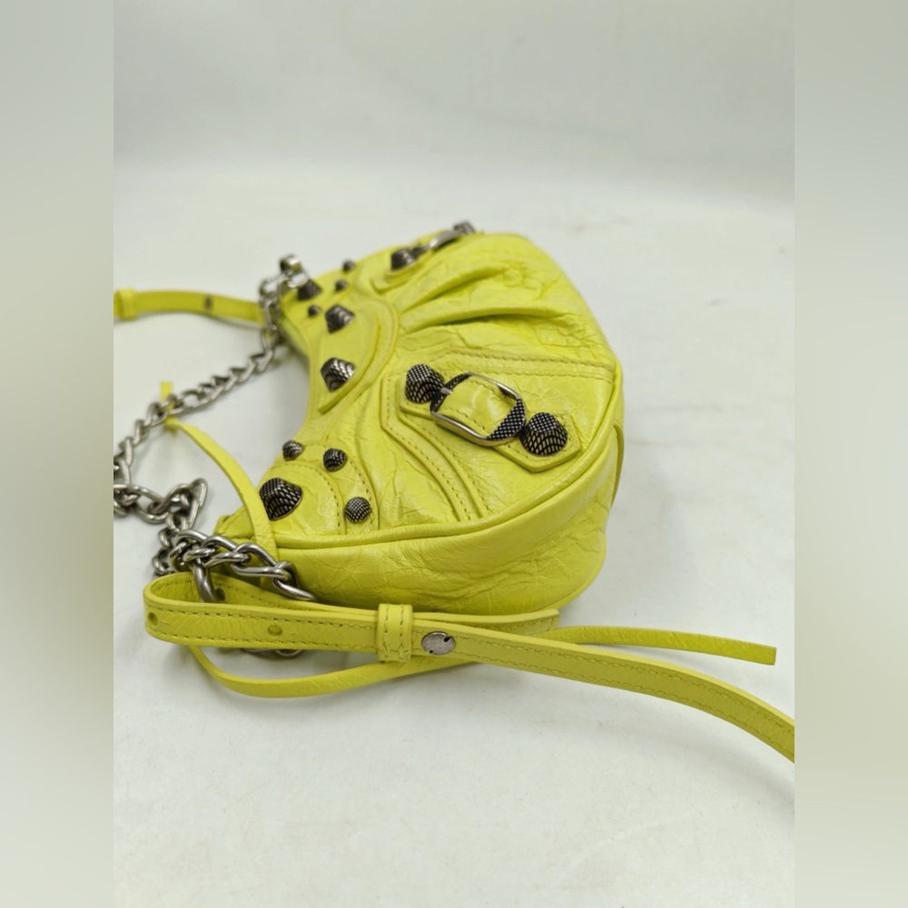 Authentic Balenciaga 2022 hot edition Fluo yellow le Cagole mini leather bag - Picture 4 of 14